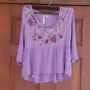 Violet Floral Boho Top